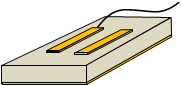 circuit board with two traces; one attached to an external cable