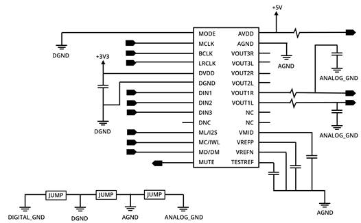 Partial schematic with four grounds